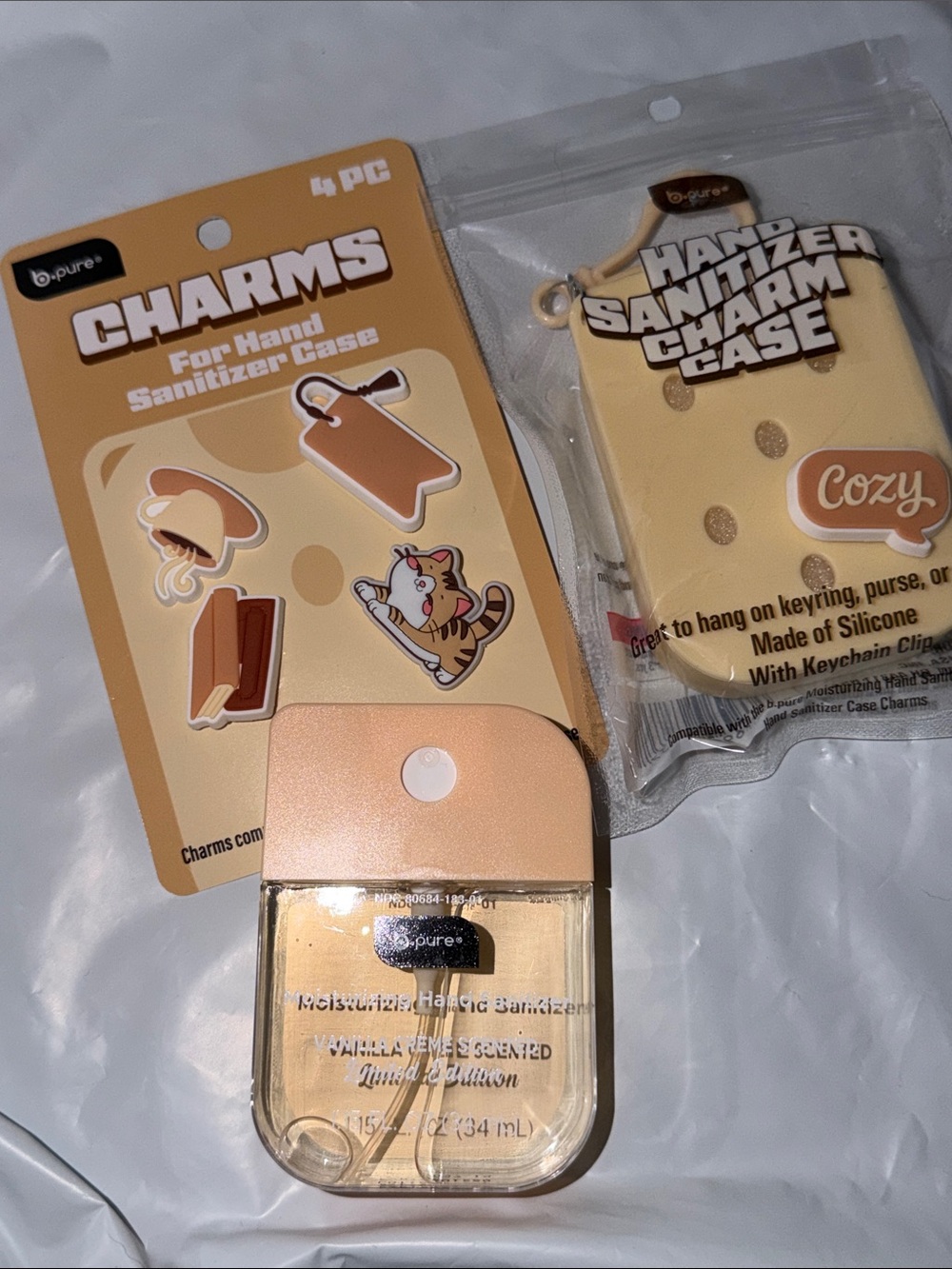 Silicone Hand Sanitizer Case with Cozy Charm - Peach